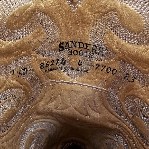 Vintage Cowboy Boots Quill Ostrich Cream Ivory Sanders Men's 7.5D Western Boots - Picture 7 of 16